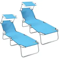 vidaXL Ligstoel 2 pcs Fel Blauw 58 x 188 x 77cm Polyester