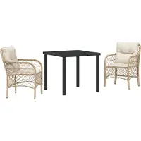 vidaXL Tuin Eettafel Set 3 st Beige poly rattan
