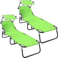 vidaXL Opvouwbare zonnebed 2 st oxford Groen