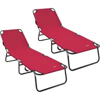 vidaXL Opvouwbare zonnebed 2 pcs Rood 188 x 57 x 86,5 cm Polyester