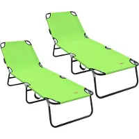 vidaXL Opvouwbare zonnebed 2 st Polyester Groen