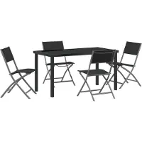 vidaXL Tuin Eettafel Set 5 st Zwart Gepoedercoat staal