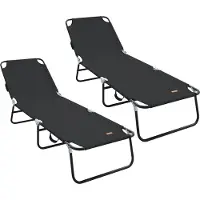 vidaXL Opvouwbare zonnebed 2 st Polyester Zwart