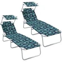 vidaXL Ligstoel 2 pcs Groen 58 x 188 x 77cm Polyester