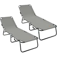 vidaXL Opvouwbare zonnebed 2 pcs Grijs 188 x 57 x 86,5 cm Polyester