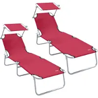 vidaXL Ligstoel 2 st Polyester Rood