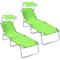 vidaXL Ligstoel 2 pcs Groen 58 x 188 x 77cm Polyester