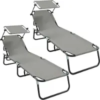 vidaXL Opvouwbare zonnebed 2 st oxford Grijs