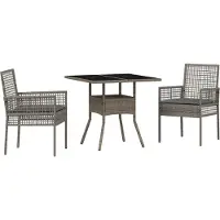 vidaXL Tuin Eettafel Set 3 st Grijs poly rattan
