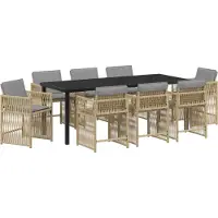 vidaXL Tuin Eettafel Set 9 st Beige poly rattan