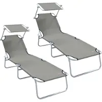 vidaXL Ligstoel 2 st Polyester Grijs