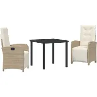 vidaXL Tuin Eettafel Set 3 st Beige poly rattan