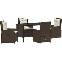 vidaXL Tuin Eettafel Set 5 st Bruin poly rattan