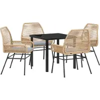 vidaXL Tuin Eettafel Set 5 st Bruin poly rattan