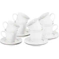 Beliani ELDERBERRY - Kop en schotel set van 8 - Wit - Porselein