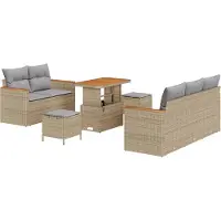 vidaXL Tuinbank Set 10 st 7-Aantal zitplaatsen Beige en Lichtgrijs
