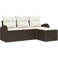 vidaXL Bankstel 4 st Bruin en wit poly rattan