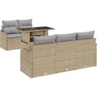vidaXL Tuinbank Set 6 st Beige Poly Riet