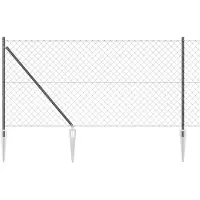 vidaXL gaashek met grondpennen 25 x 1 m PVC-Coated Staal Grijs Mesh