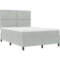 vidaXL LED Box Spring Bed Lichtgrijs 140 x 190 cm Fluweel