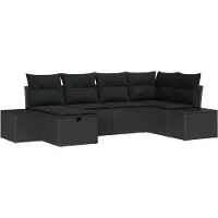 vidaXL Set van 6 tuinmeubels, polyrotan