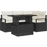 vidaXL Tuinbank Set 5 st 4-Aantal zitplaatsen Zwart en Crème