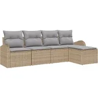vidaXL Bankstel 5 st Beige en Lichtgrijs poly rattan