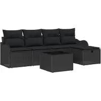 vidaXL Tuinbank Set 6 st Poly rattan