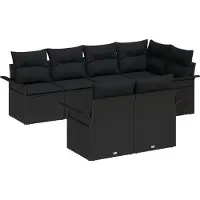 vidaXL Tuinbank Set 7 st Zwart Poly rattan