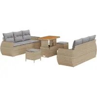 vidaXL Tuinbank Set 9 st 6-Aantal zitplaatsen Beige en Lichtgrijs