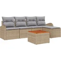 vidaXL Tuinbank Set 6 st Beige en Lichtgrijs poly rattan