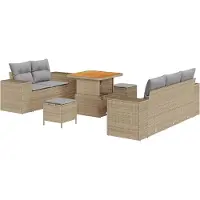 vidaXL Tuinbank Set 8 st 8-Aantal zitplaatsen Beige en Lichtgrijs