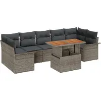 vidaXL Tuinbank Set 8 st Grijs Poly rattan