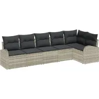 vidaXL Tuinbank Set 6 st Lichtgrijs poly rattan