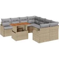 vidaXL - Tuinbank - Set - met - kussen - 7 - pcs - beige - en - lichtgrijs