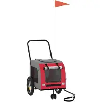 vidaXL Fietskar voor huisdieren Rood en grijs 125 x 53 x 54 cm