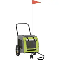 vidaXL Fietskar voor huisdieren Groen en Grijs 125 x 53 x 54 cm