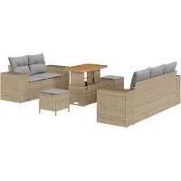 vidaXL Tuinbank Set 8 st 8-Aantal zitplaatsen Beige en Lichtgrijs