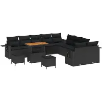 vidaXL Tuinbank Set 13 st Zwart poly rattan