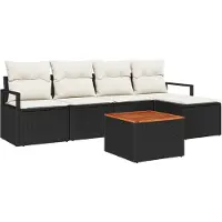 vidaXL Tuinbank Set 6 st Zwart poly rattan