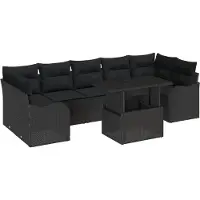 vidaXL Tuinbank Set 8 st 7-Aantal zitplaatsen Zwart Poly Riet