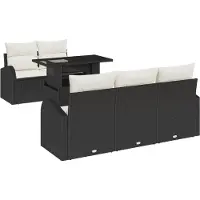 vidaXL Tuinbank Set 6 st Zwart Poly Riet