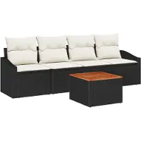 vidaXL Tuinbank Set 5 st Zwart poly rattan