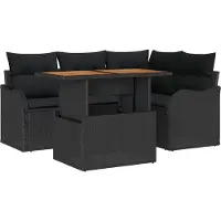 vidaXL Tuinbank Set 5 st Zwart Poly rattan