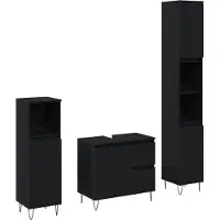 vidaXL Badkamermeubel Set met lade 3 pcs Zwart Eiken 30 x 30 x 190 cm