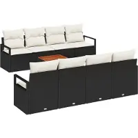 vidaXL Tuinbankenset 9 st Zwart poly rattan