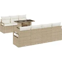 vidaXL Tuinbank Set 8 st 7-Aantal zitplaatsen Beige en Crème