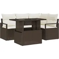 vidaXL Tuinbank Set 5 st Bruin Poly rattan