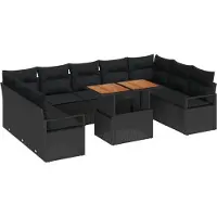 vidaXL Tuinbank Set 10 st 9-Aantal zitplaatsen Zwart en Bruin