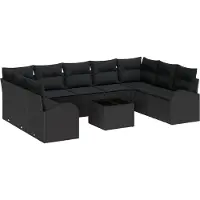 vidaXL Tuinbank Set 10 st Zwart poly rattan